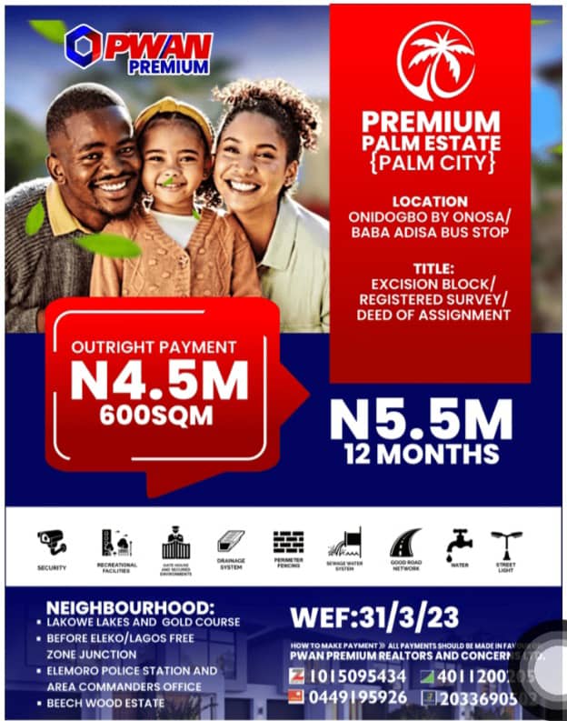 Buy Land in Nigeria Lagos, Premium Palm Estate for ₦4.5M!