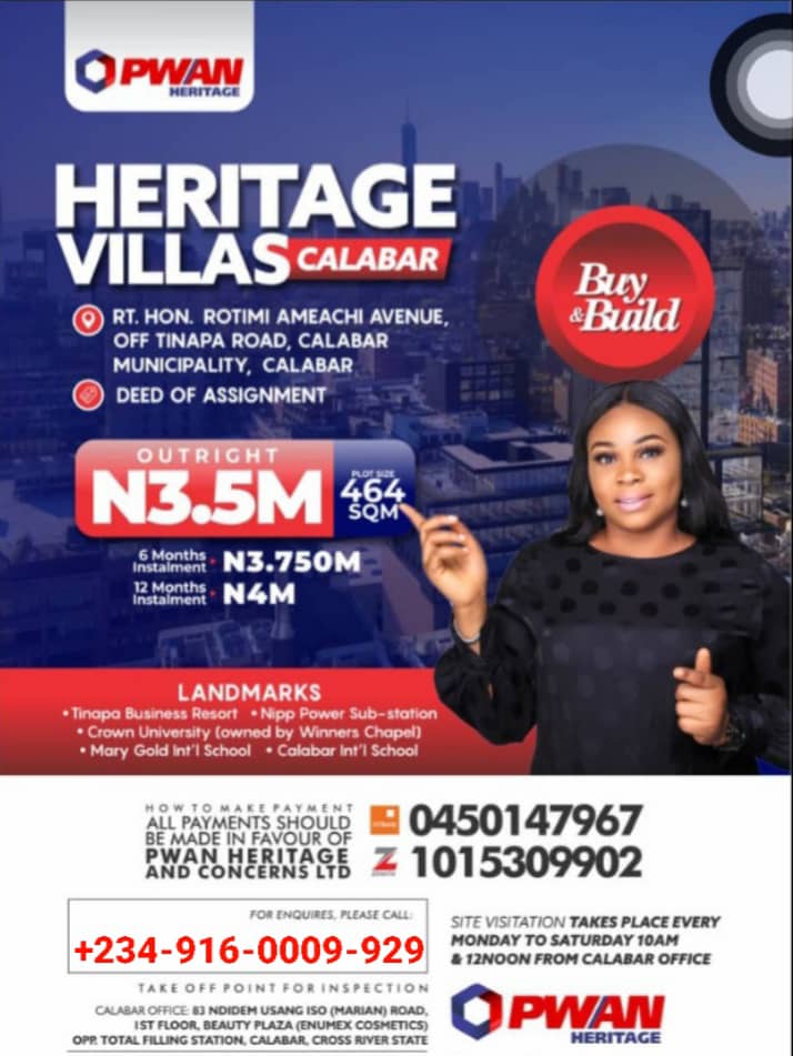 Heritage Villas, Calabar – Your Legacy Begins Here PWAN Heritage
