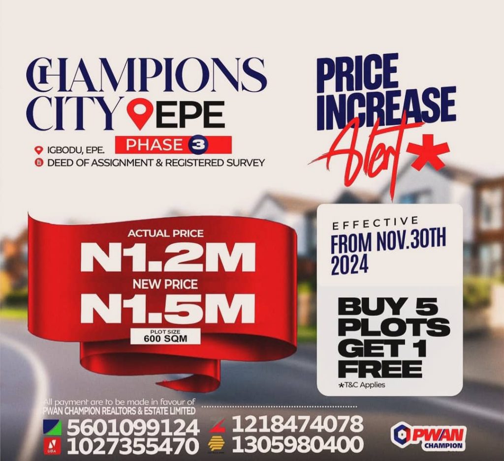 Land For Sale in Epe Lagos State pwan champion