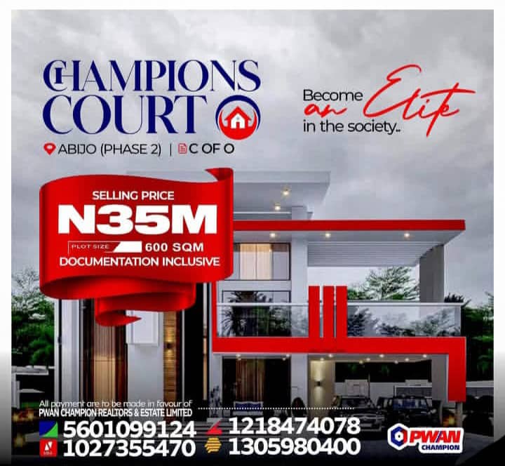 Land for Sale in Abijo Lagos State N35M 600SQM