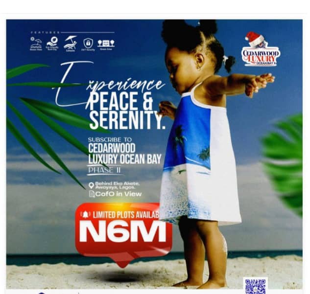 Land for Sale in Awoyaya Lagos State, Own a Piece of Tranquility for Just N6M Cedarwood Luxury Ocean Bay Phase II