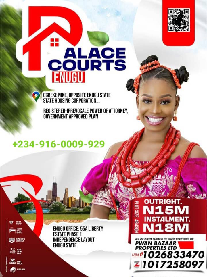 Land for Sale in Enugu Nigeria, PWAN Bazaar, Palace Court Phase 1