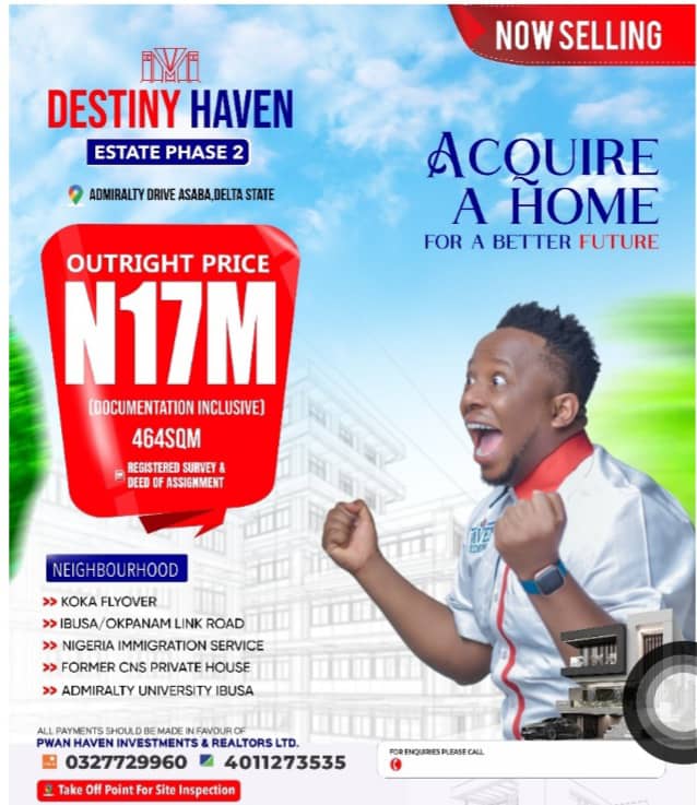 Land for Sale in Ibusa Delta State, Don't Miss Out on Destiny Haven Phase 2!