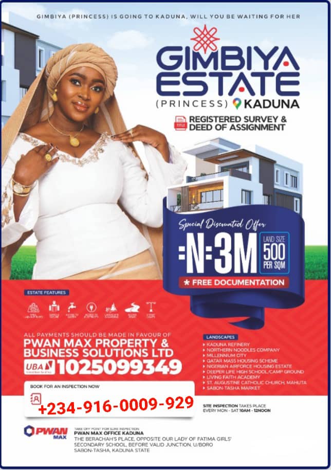 Land for Sale in Kaduna – Gimbiya Estate from ₦3M for 500SQM 👑 Secure Prime Property in the Princess City