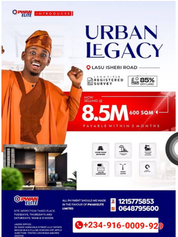 Land for Sale in LASU Isheri Road Igando Lagos, ₦8.5M Urban Legacy Plots Selling FAST - Don't Miss Out!