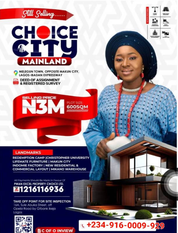 Land for Sale in Ogun State, Unlock Your Future with Choice City Mainland at Just N1.50M!