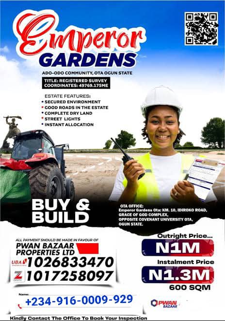 Land for Sale in Ota Ogun State, PWAN Bazaar, Emperor Garden