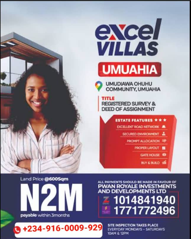 Land for Sale in Umuahia Abia State – Own a 600sqm Plot at Excel Villas for Just ₦2M!