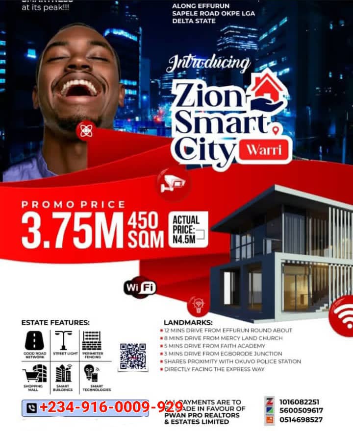 Land for Sale in Warri Delta State, Secure Your Future at Zion Smart City for Just ₦3,750,000!