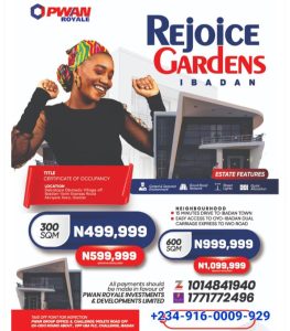 Buy Land in Ibadan – Secure a 600sqm Plot at ₦1M in Rejoice Gardens with C of O