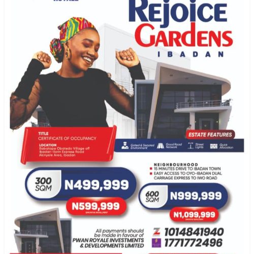 Buy Land in Ibadan – Secure a 600sqm Plot at ₦1M in Rejoice Gardens with C of O