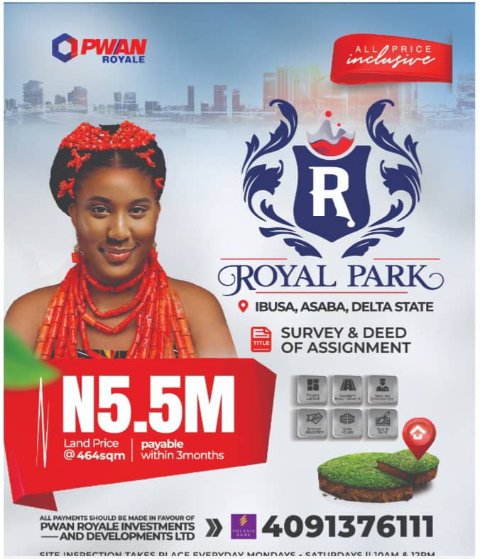 Land for Sale in Delta State Nigeria – Own a 464sqm Plot at Royale Park Estate, Asaba for ₦5.5M!