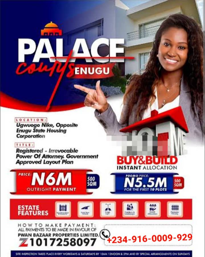 Land for Sale in Enugu Nigeria from ₦6M – Secure Instant Allocation in Palace Courts Phase 2, Ogbeke Nike