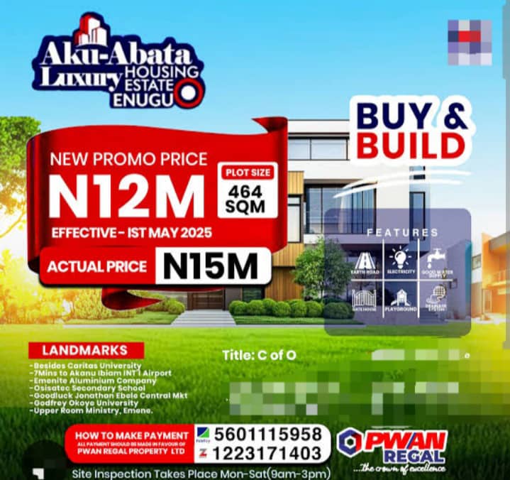 Land for Sale in Enugu – Own a Prime Plot in Aku Abata Luxury Estate for Just ₦12M!