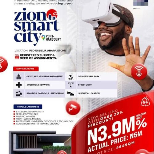 Land for Sale in Port Harcourt, Seize Your Piece of Zion Smart City for Just ₦3.9 Million!