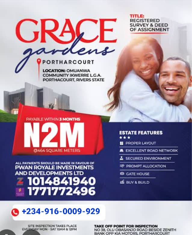 Lands in Port Harcourt for Sale – Own a 464sqm Plot at Grace Gardens for Just ₦2M!